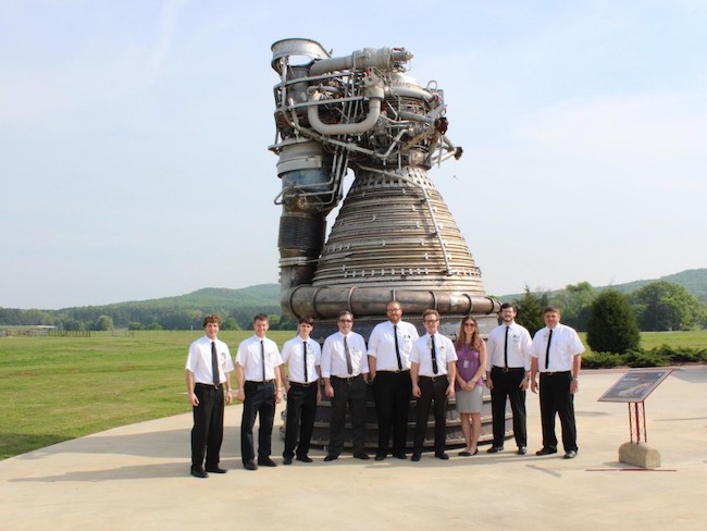 U. S.'s F-1 engine. Five of these behemoths powered the Saturn V's main booster, the S-IC. The Soviet analogue, the NK33, was much smaller--only 1/9th the number of nerds. (By facial expression alone, though, I'm not quite convinced that Russian and American nerds are comparable.)