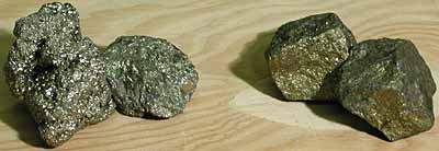 Left to right: Pyrite; Chalcopyrite