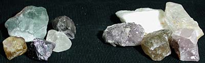 Left to right: Fluorite; Quartz