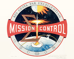 Original Mission Control patch designed by Gene Kranz and Robert McCall in 1973.